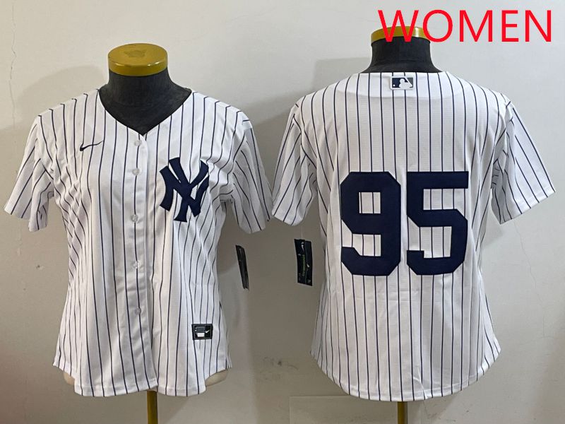 Women New York Yankees 95 No Name White Stripe Game 2025 Nike MLB Jersey style 2